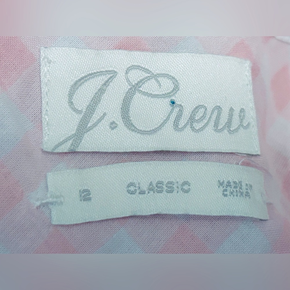 Baby Pink Gingham J. Crew Checkered Blouse Cotton Boho Cottagecore LG Top Shirt - Picture 13 of 15